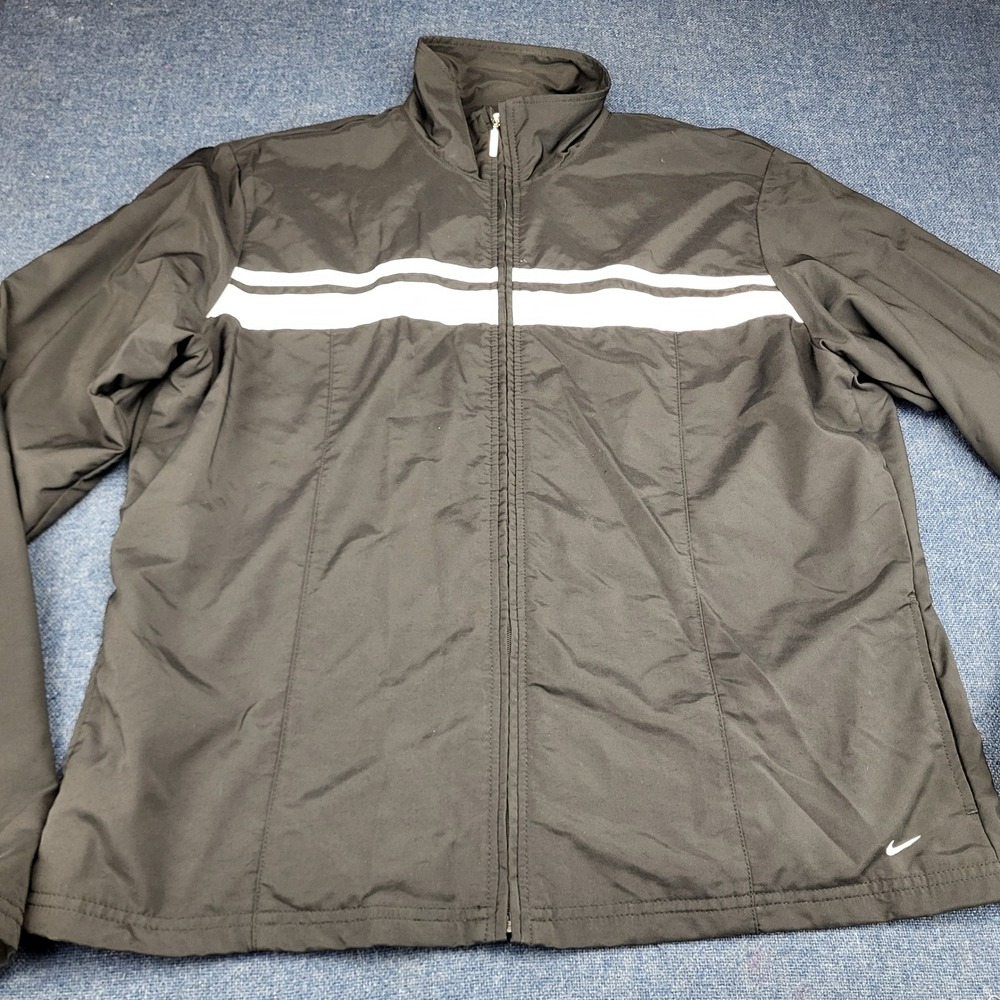 Nike Track Jacket Black White Stripe Full Zip Mesh Lined XL 16-18 Kids Boys